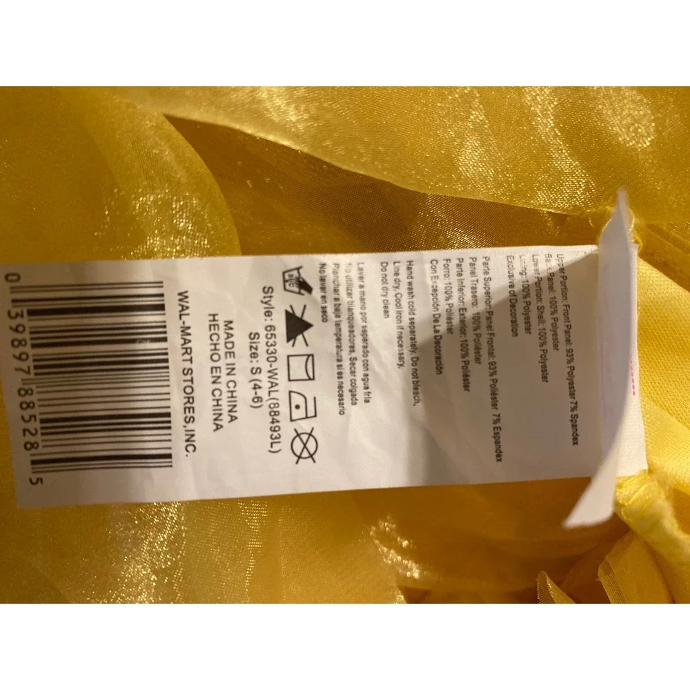 Disney Princess Belle Costume Dress Yellow Beauty and the Beast Girls S 4-6 0223